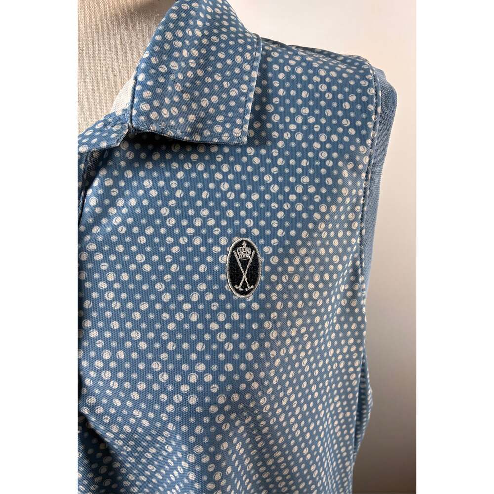Peter Millar Sleeveless Polo XL Blue Tennis Ball Print Crown Sport Golf Women - Picture 4 of 6